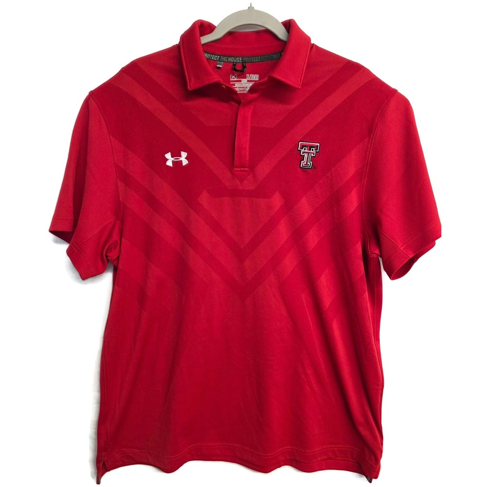 Under Armour Texas Tech Red Raiders Polo Shirt Mens XL Red HeatGear Performance